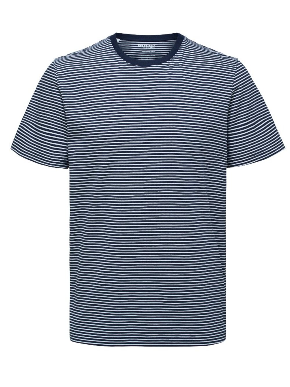 Selected Homme Navy And White Horizontally Striped Short Sleeve T-shirt